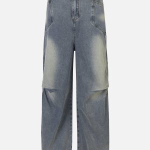 Concert Outfit Patchwork Waist Wrinkle Loose Jeans