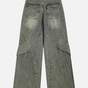 Concert Outfit Patchwork Washed Jeans
