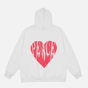 Concert Outfit Peace And Love Foam Print Cardigan Hoodie