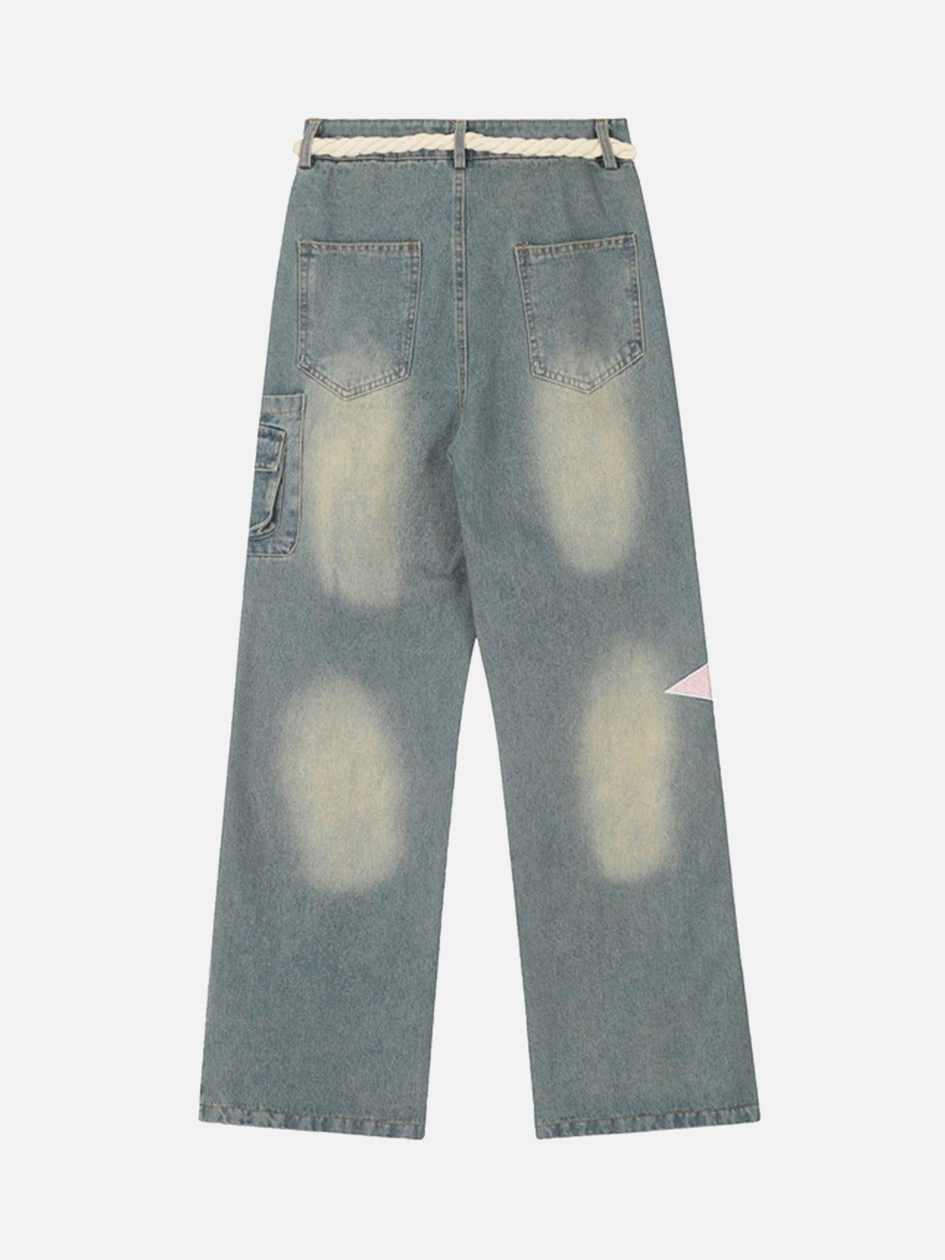 Concert Outfit Pentagram Embroidered Loose Jeans Concert Outfit Pentagram Embroidered Loose Jeans