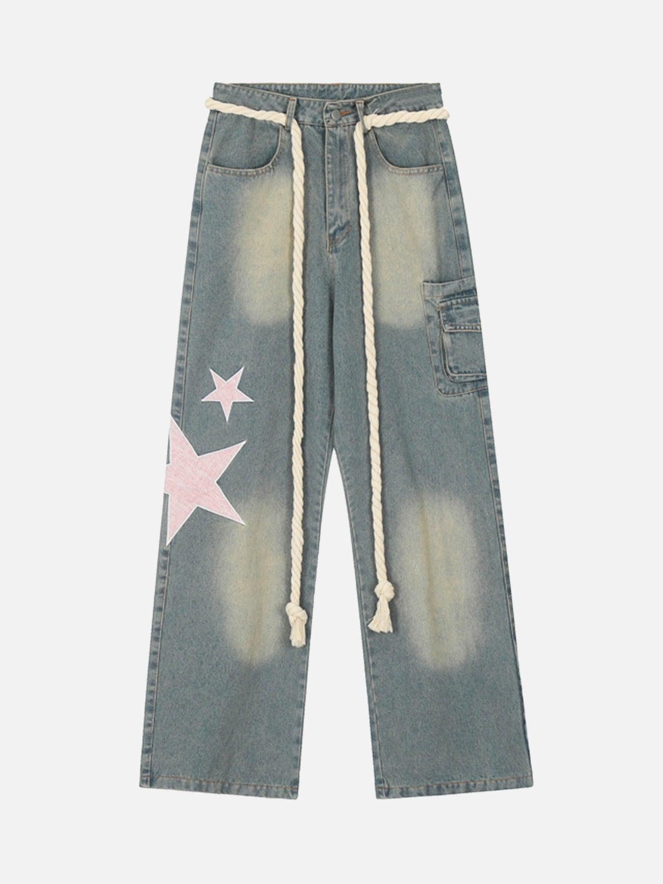 Concert Outfit Pentagram Embroidered Loose Jeans Concert Outfit Pentagram Embroidered Loose Jeans