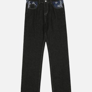 Concert Outfit Petal Letter Straight Jeans