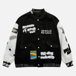 Concert Outfit Pink Terry Patch Embroidered Hip Hop Baseball Jersey