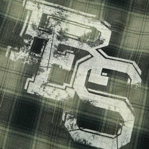 Concert Outfit Plaid Applique Printed Short Sleeve Shirt