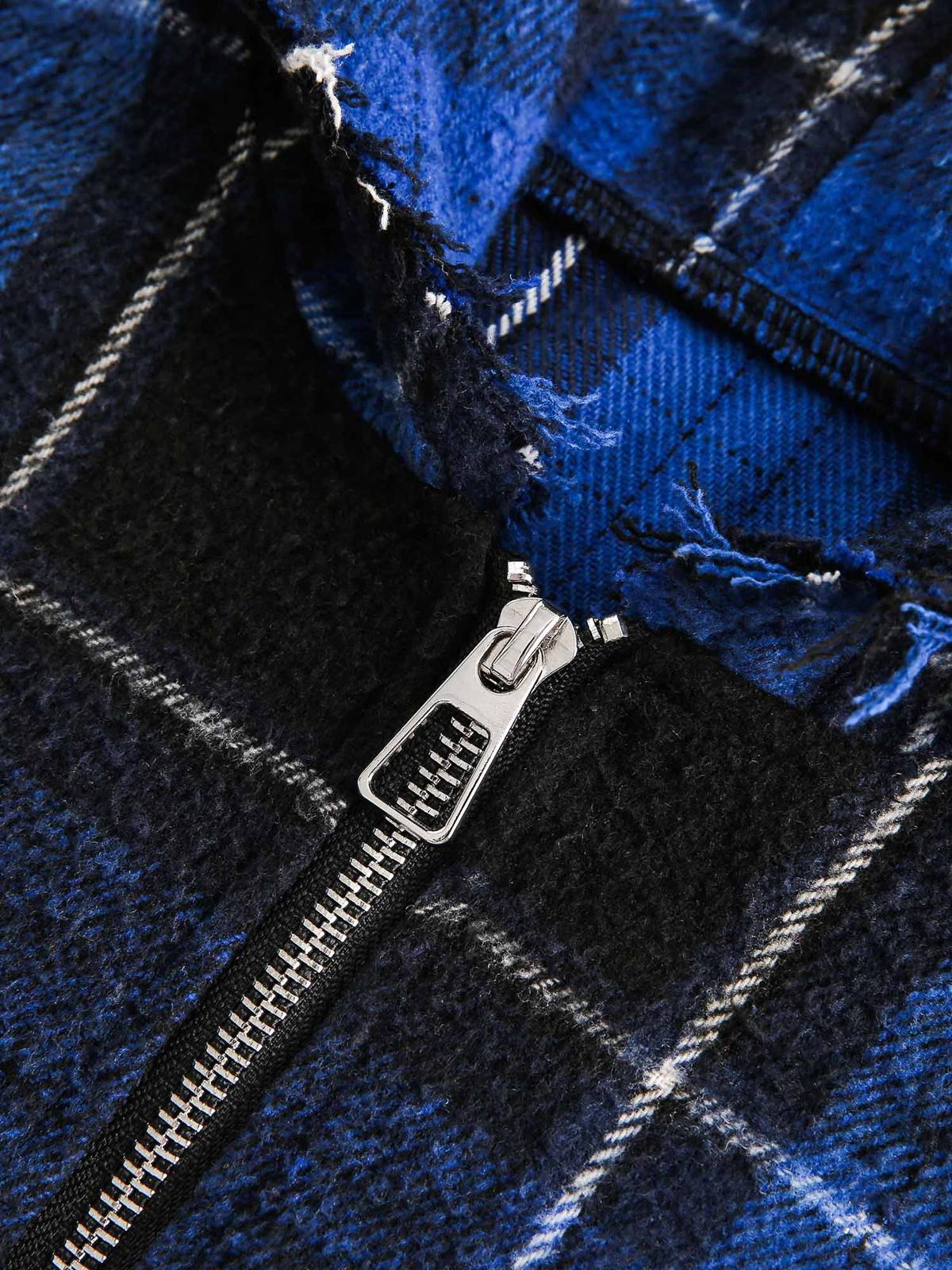 Concert Outfit Plaid Brushed Cardigan Hooded Shirt Concert Outfit Plaid Brushed Cardigan Hooded Shirt