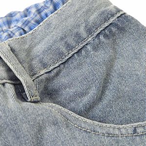 Concert Outfit Plaid Double Waist Baggy Jeans