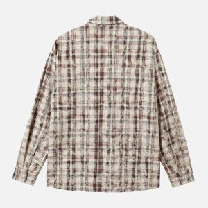 Concert Outfit Plaid Graffiti Spray-Painted Letters Long Sleeve Shirt