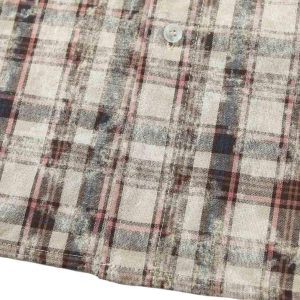 Concert Outfit Plaid Graffiti Spray-Painted Letters Long Sleeve Shirt