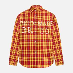 Concert Outfit Plaid Long Sleeve Shirt