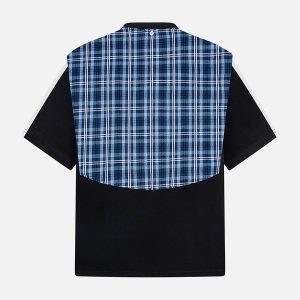 Concert Outfit Plaid Patch Knotted Scarf T-Shirt