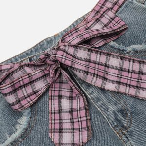Concert Outfit Plaid Patchwork Jeans