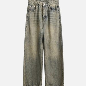 Concert Outfit Plaid Pocket Washed Jeans