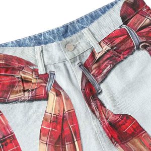Concert Outfit Plaid Print Baggy Jeans