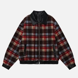 Concert Outfit Plaid Reversible Leather Jacket