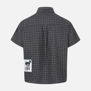 Concert Outfit Plaid Short Sleeve Polo Shirt