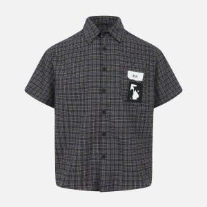 Concert Outfit Plaid Short Sleeve Polo Shirt