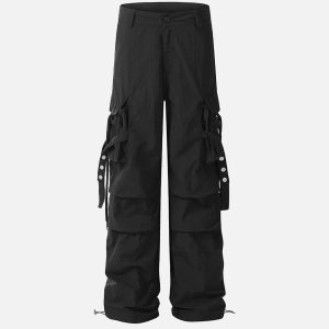 Concert Outfit Pleated Bandage Drawstring Cargo Pants