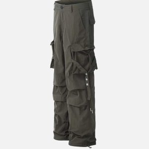 Concert Outfit Pleated Bandage Drawstring Cargo Pants