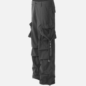 Concert Outfit Pleated Bandage Drawstring Cargo Pants