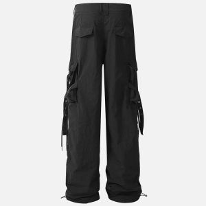 Concert Outfit Pleated Bandage Drawstring Cargo Pants