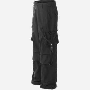 Concert Outfit Pleated Bandage Drawstring Cargo Pants