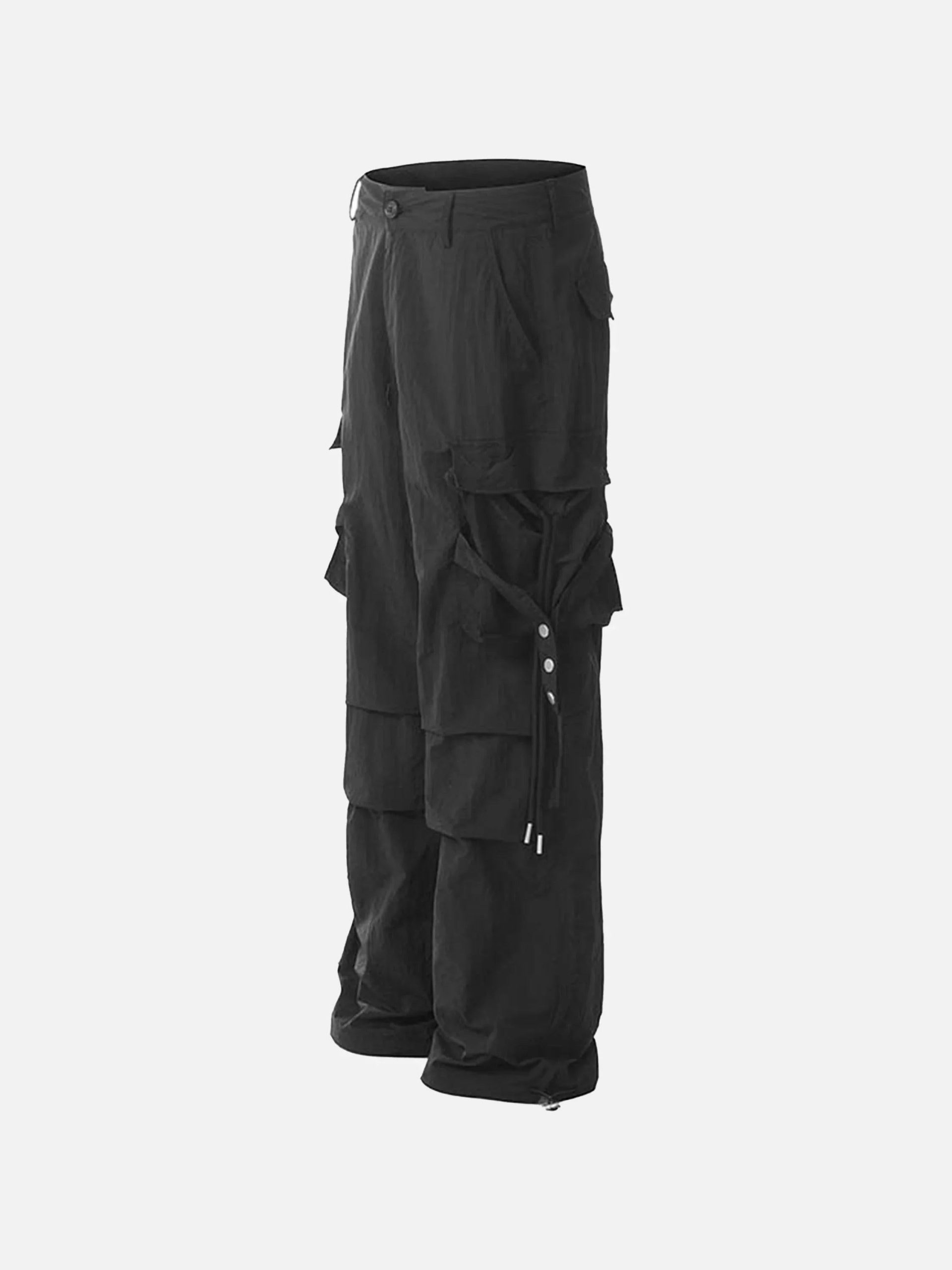 Concert Outfit Pleated Bandage Drawstring Cargo Pants Concert Outfit Pleated Bandage Drawstring Cargo Pants