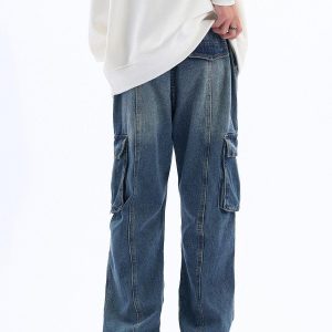 Concert Outfit Pleats Multi-Pocket Jeans