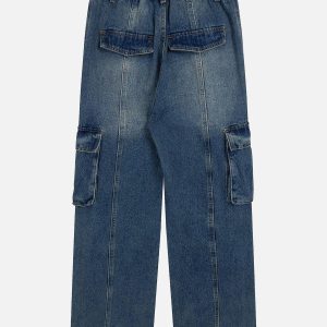 Concert Outfit Pleats Multi-Pocket Jeans