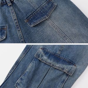 Concert Outfit Pleats Multi-Pocket Jeans