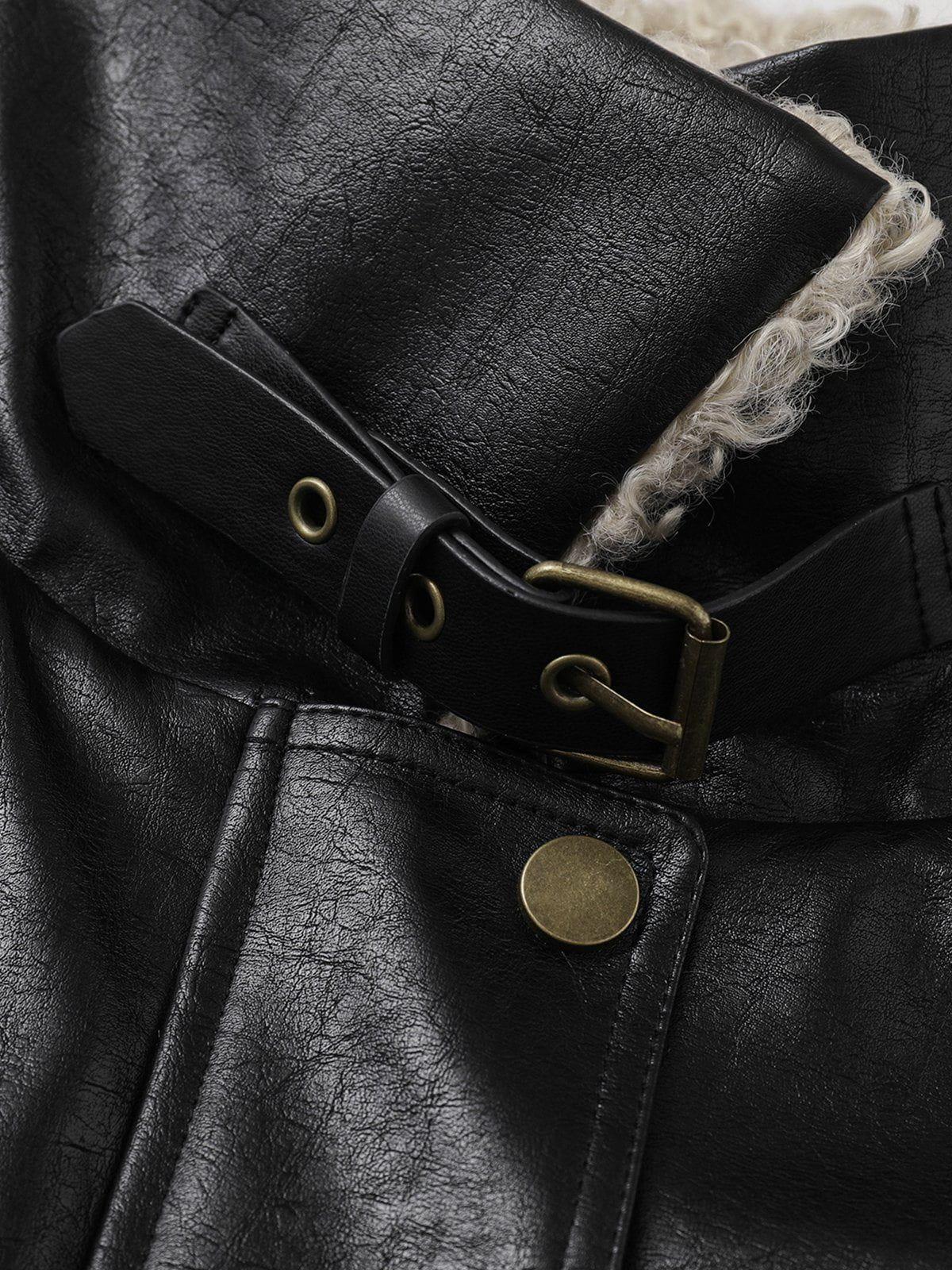 Concert Outfit Plush Collar Faux Leather Jacket Concert Outfit Plush Collar Faux Leather Jacket