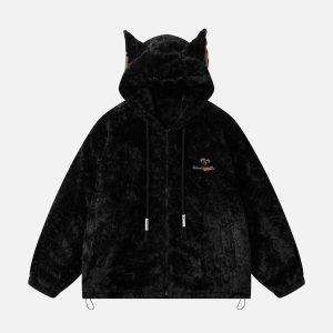 Concert Outfit Plush Ear Hoodie Jacket