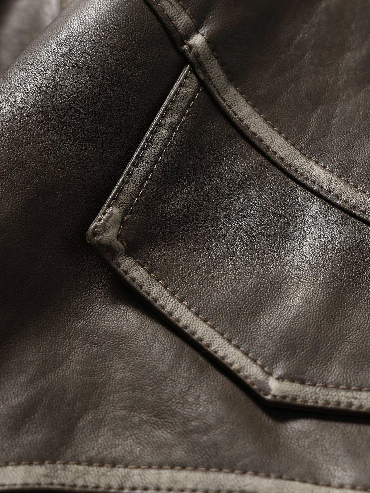 Concert Outfit Pocket Patchwork Faux Leather Jacket Concert Outfit Pocket Patchwork Faux Leather Jacket