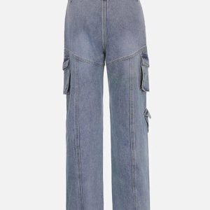 Concert Outfit Pocket Patchwork High Rise Straight Leg Jeans