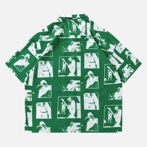 Concert Outfit Portrait Pattern Short-Sleeved Shirt
