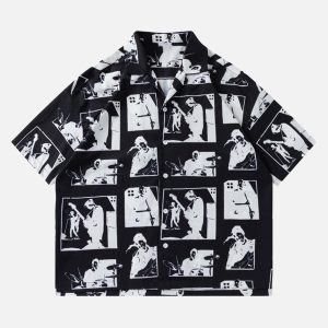 Concert Outfit Portrait Pattern Short-Sleeved Shirt