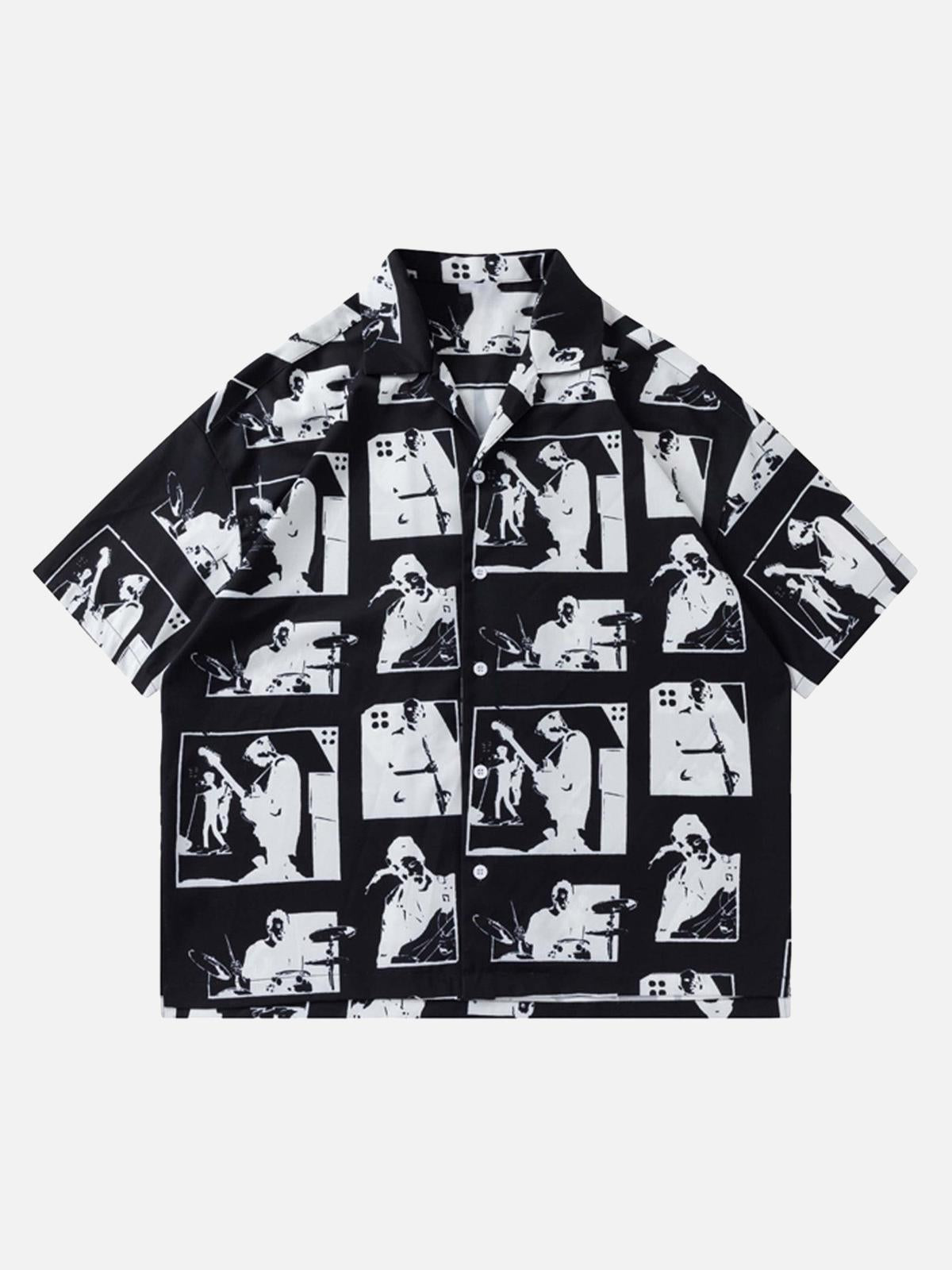 Concert Outfit Portrait Pattern Short-Sleeved Shirt Concert Outfit Portrait Pattern Short-Sleeved Shirt