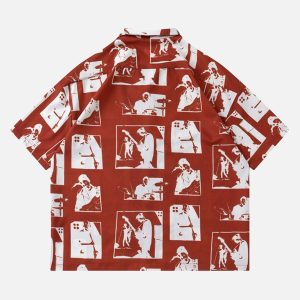 Concert Outfit Portrait Pattern Short-Sleeved Shirt