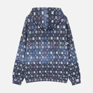 Concert Outfit Printing Gradient Zip-Up Hoodie