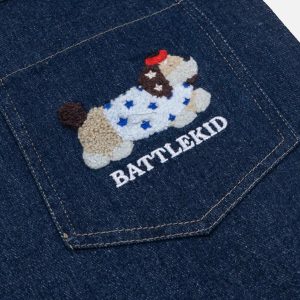 Concert Outfit Puppy Embroidered Jeans