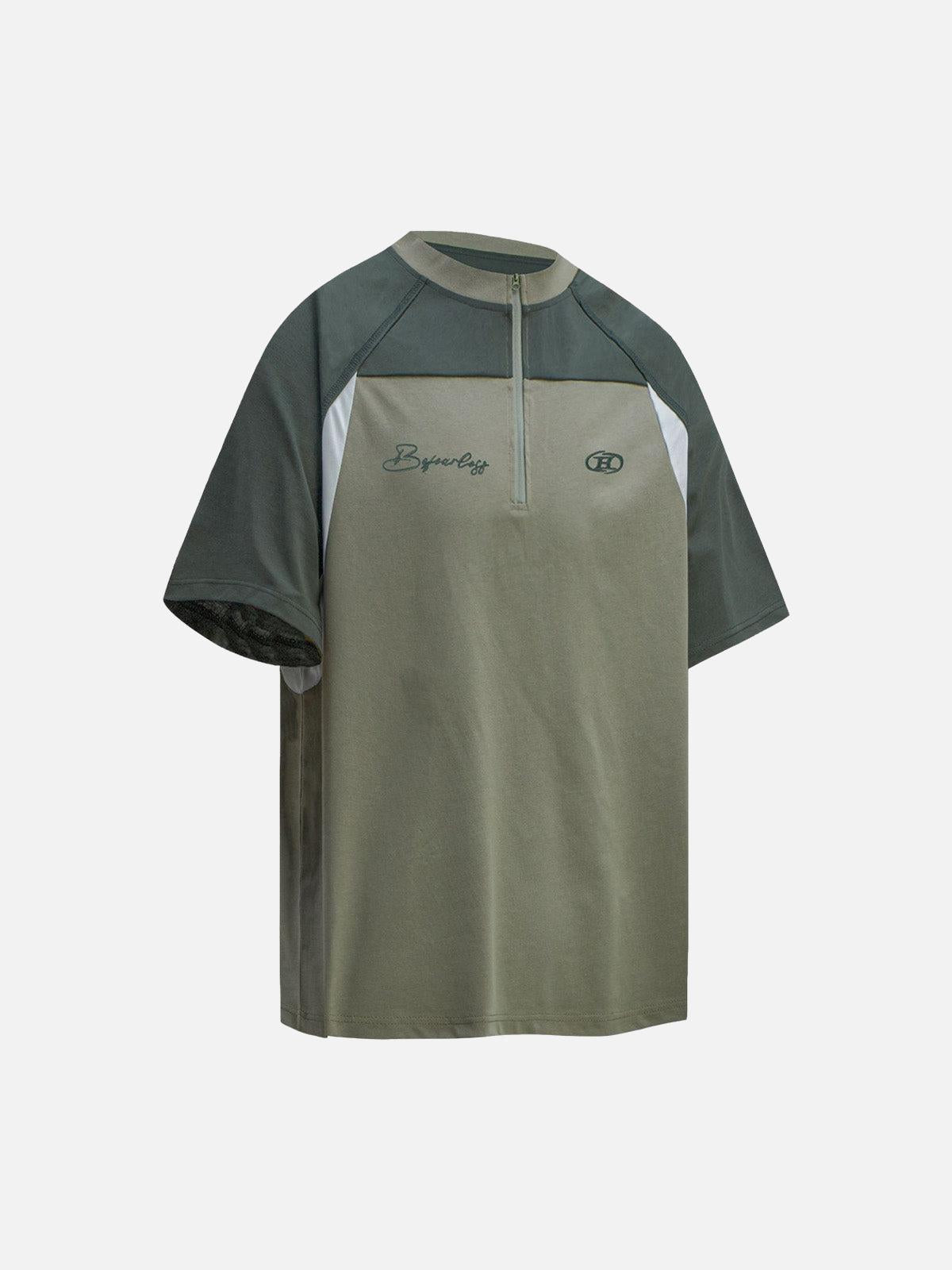 Concert Outfit Quick-Dry Contrast Color Quarter Zip Up T-Shirt Concert Outfit Quick-Dry Contrast Color Quarter Zip Up T-Shirt