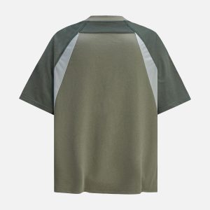 Concert Outfit Quick-Dry Contrast Color Quarter Zip Up T-Shirt