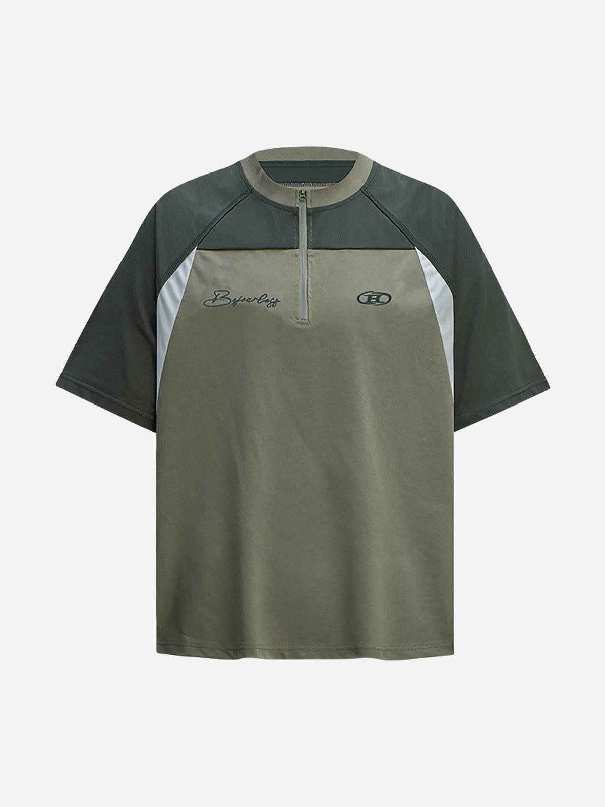 Concert Outfit Quick-Dry Contrast Color Quarter Zip Up T-Shirt Concert Outfit Quick-Dry Contrast Color Quarter Zip Up T-Shirt