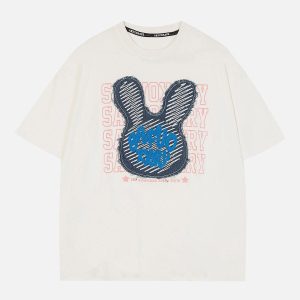 Concert Outfit Rabbit Embroidery Print Tee