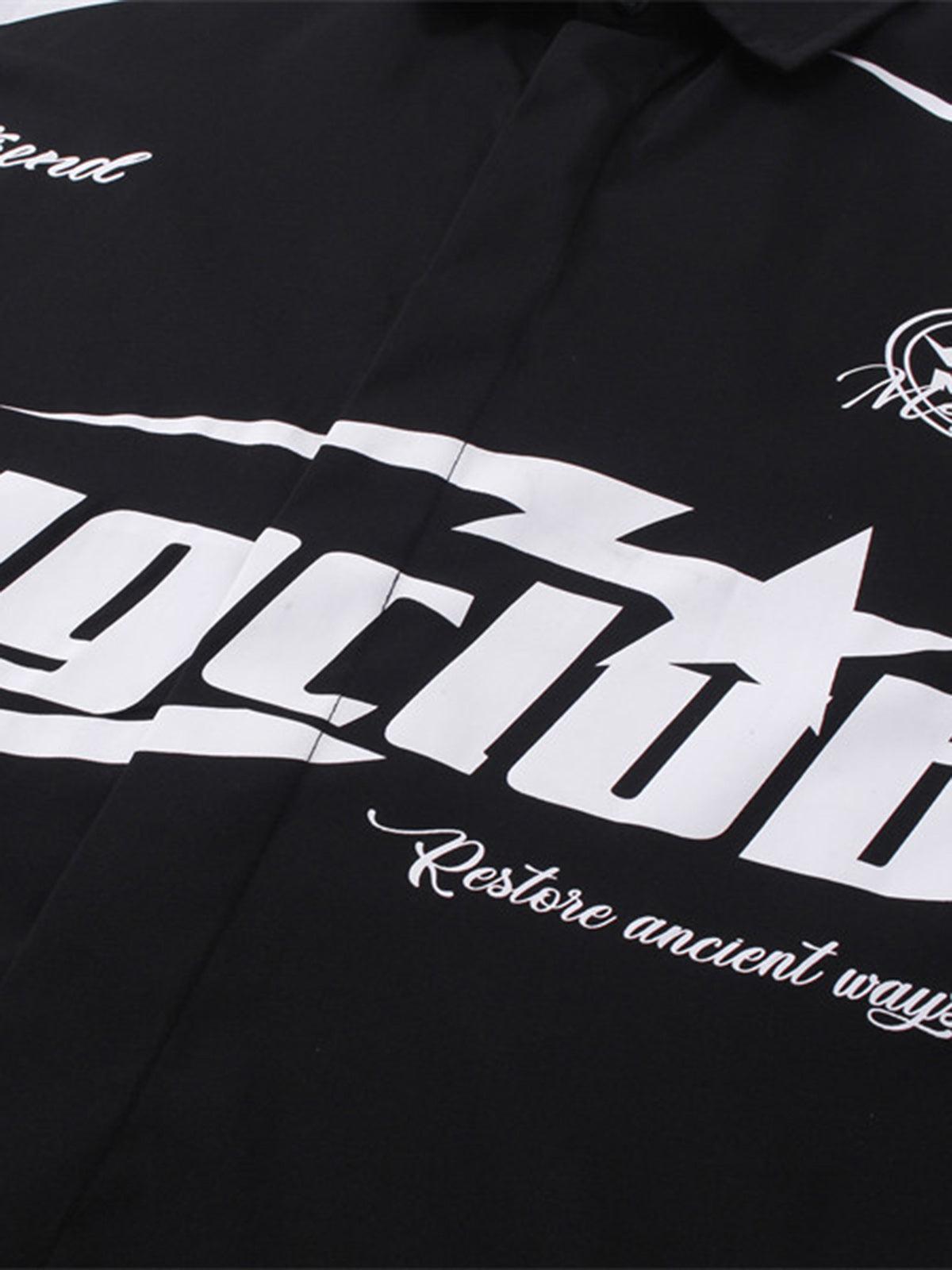 Concert Outfit Racing Style Oversized Short Sleeve Shirt Concert Outfit Racing Style Oversized Short Sleeve Shirt