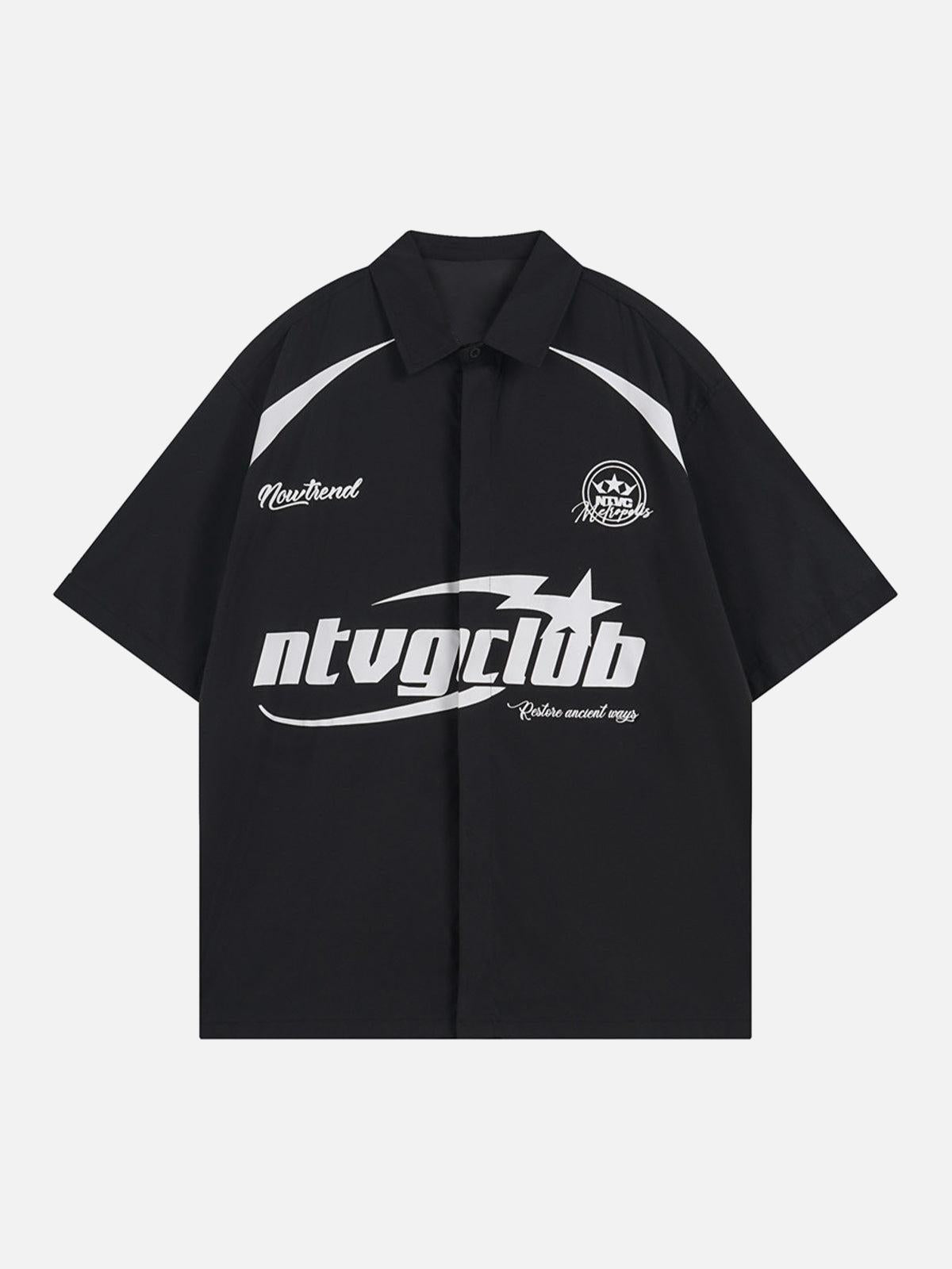 Concert Outfit Racing Style Oversized Short Sleeve Shirt Concert Outfit Racing Style Oversized Short Sleeve Shirt