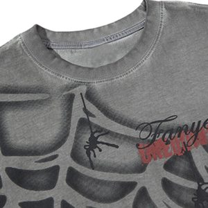 Concert Outfit Raggedy Design Spider Web Graphic Vest