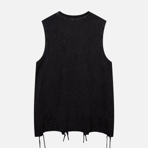 Concert Outfit Raw Edge Butterfly Print Vest