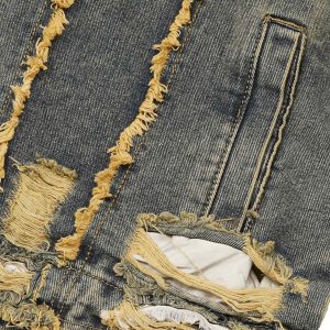 Concert Outfit Raw Edge Distressed Denim Jacket