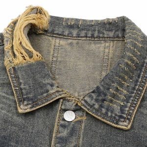 Concert Outfit Raw Edge Distressed Denim Jacket