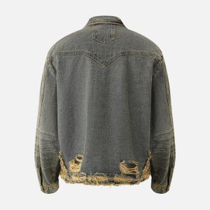 Concert Outfit Raw Edge Distressed Denim Jacket